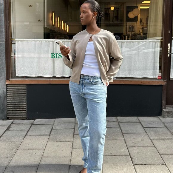 NEW  DJERF AVENUE Women's Relaxed Jeans Washed Blue - Tall Size 35 - Picture 4 of 6